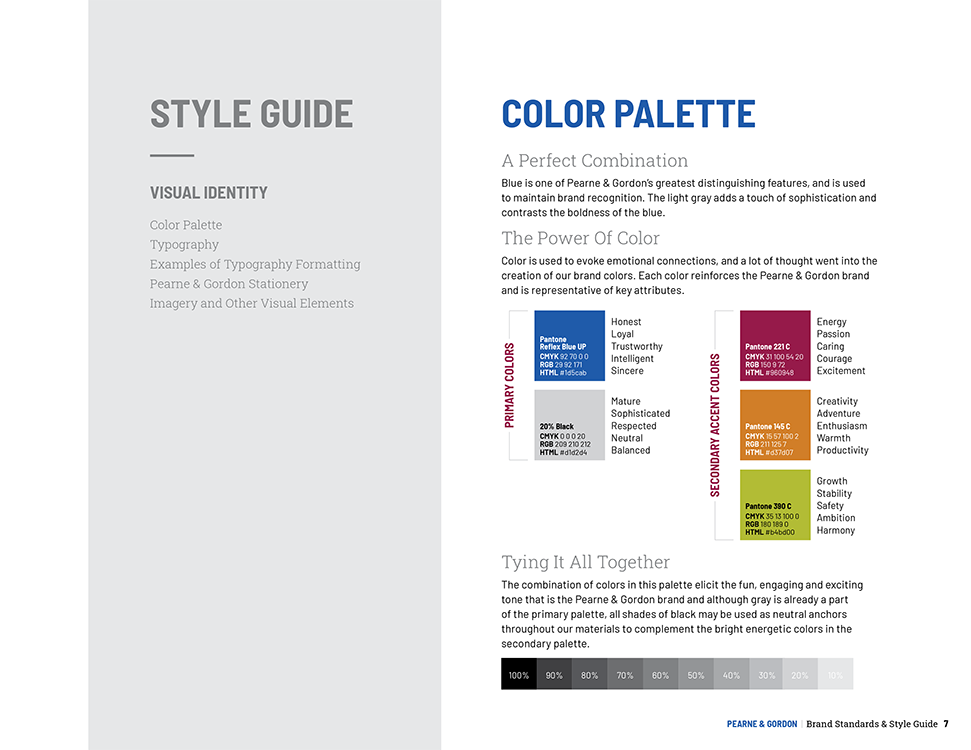 Pearne Style Guide - Page 7 - Color Palette